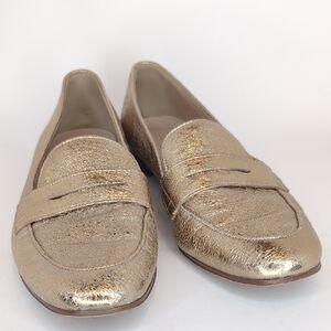 Metallic Gold Penny Loafers